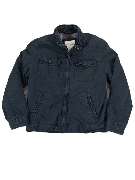 American Eagle Outfitters Other - American Eagle Outfitters Canvas Bomber Jacket Men Large Black Flannel Lined